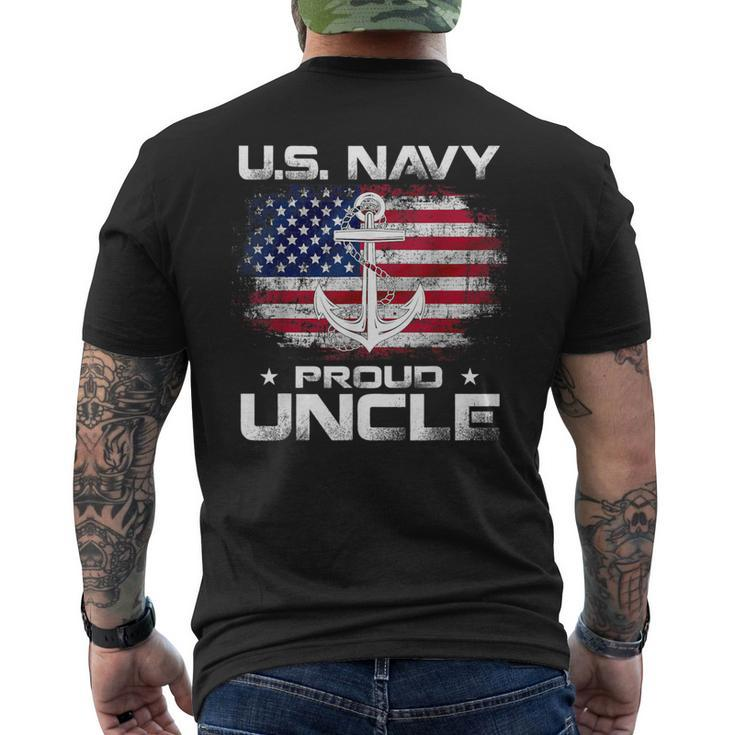 Us Navy Proud Uncle With American Flag Veteran Day Men's T-shirt Back Print
