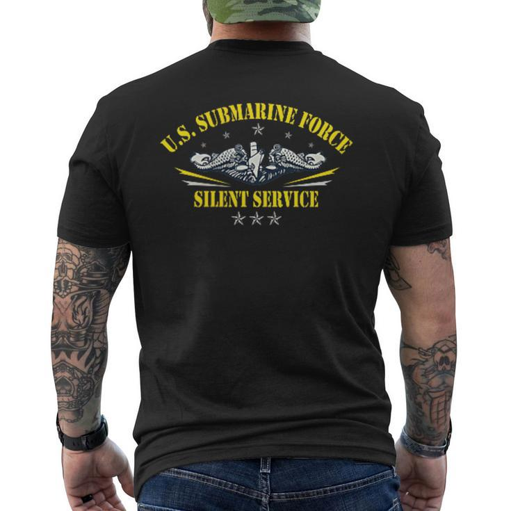 US Submarines Forces Silent Service Patriotic Veterans Day Men's T-shirt Back Print