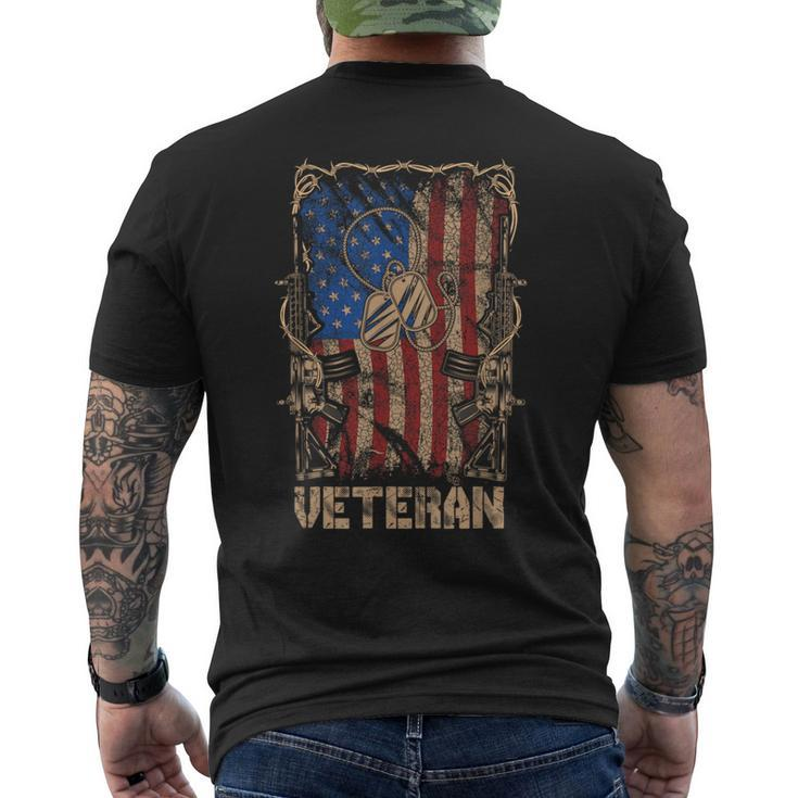 US Veteran Memorial Day American Flag Vintage Men's T-shirt Back Print