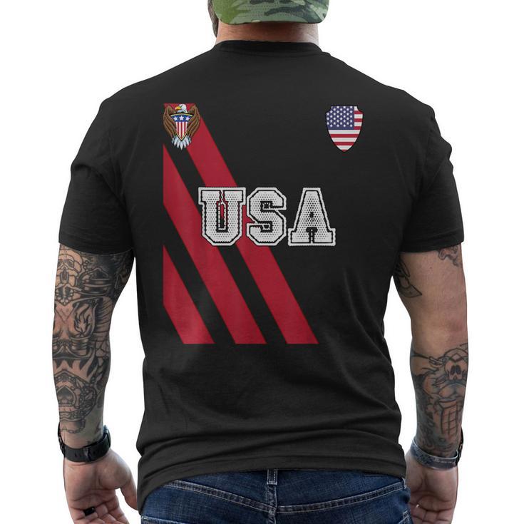 Usa America Soccer Jersey Red Blue Football Ball Travel Men's T-shirt Back Print