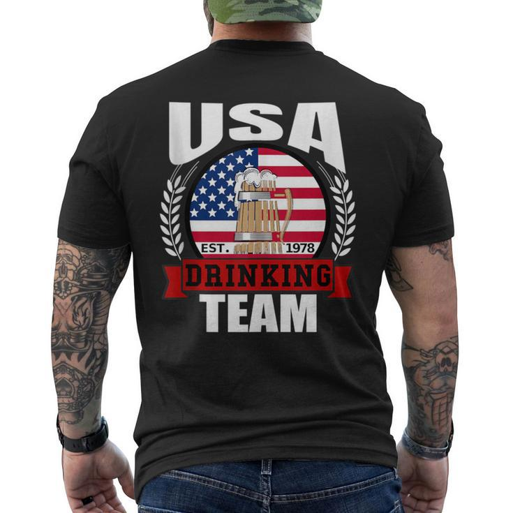 Usa Drinking Team American Flag 4Th Of July Idea Men's T-shirt Back Print