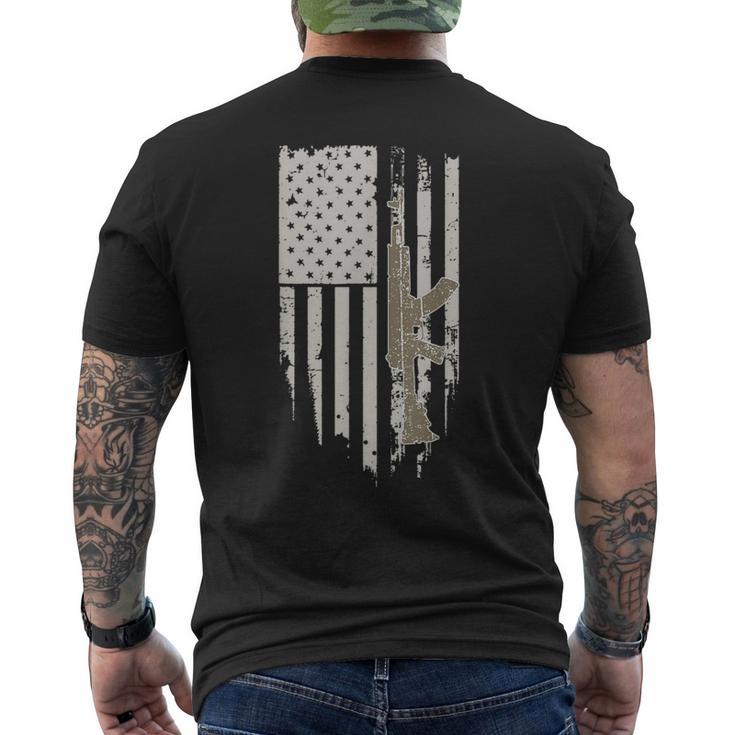 Usa Flag Guns Weapons Rifles 2A Amendment Fathers Day Men's T-shirt Back Print