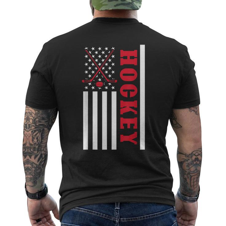 Usa Flag Patriotic American Pride Hockey Player Hockey Men's T-shirt Back Print