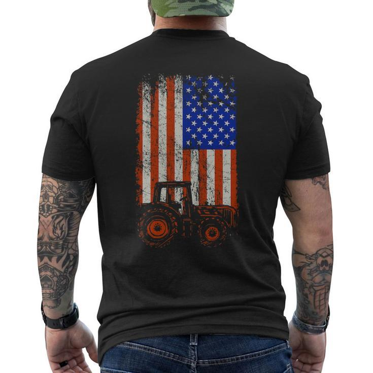 Usa Flag Tractor Farmer Men's T-shirt Back Print