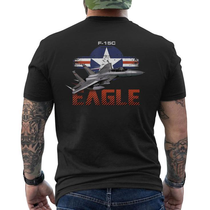 Usa Military Warbird F15 Eagle Military Airplane Men's T-shirt Back Print