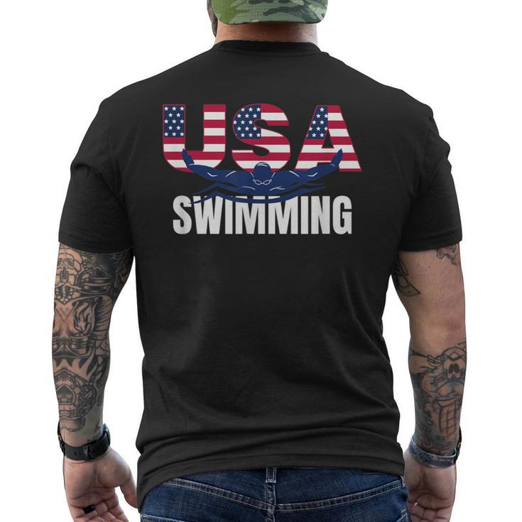 Usa Swimming Athlete Summer Us Swim Aquatic Sport Letters Men's T-shirt Back Print