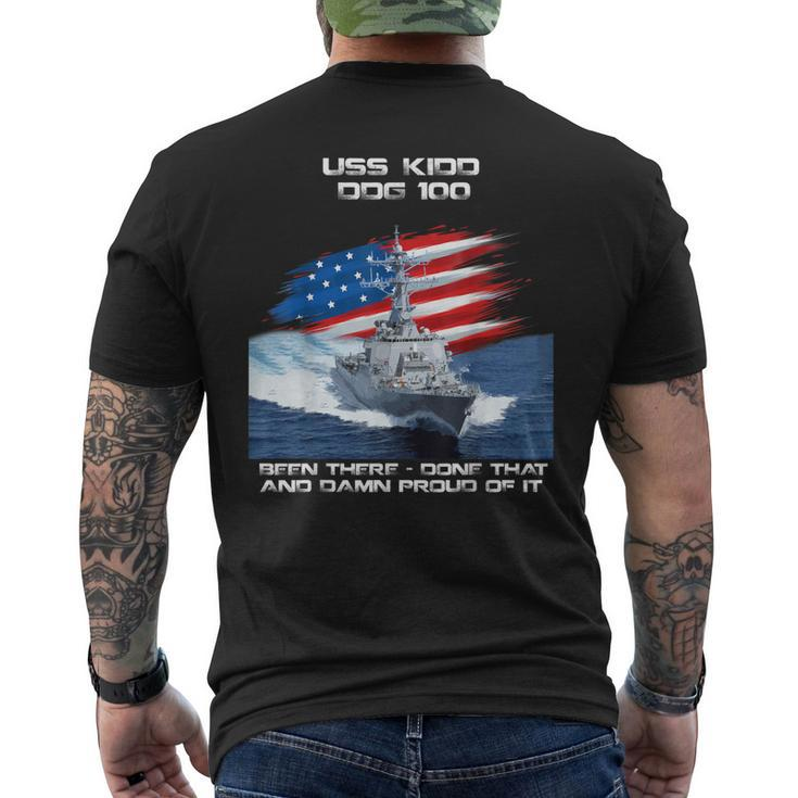Uss Kidd Ddg-100 Destroyer Ship Usa Flag Veteran Xmas Mens Back Print T-shirt