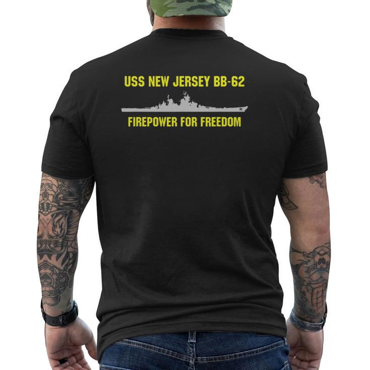 Uss New Jersey Bb-62 Ver2 Mens Back Print T-shirt