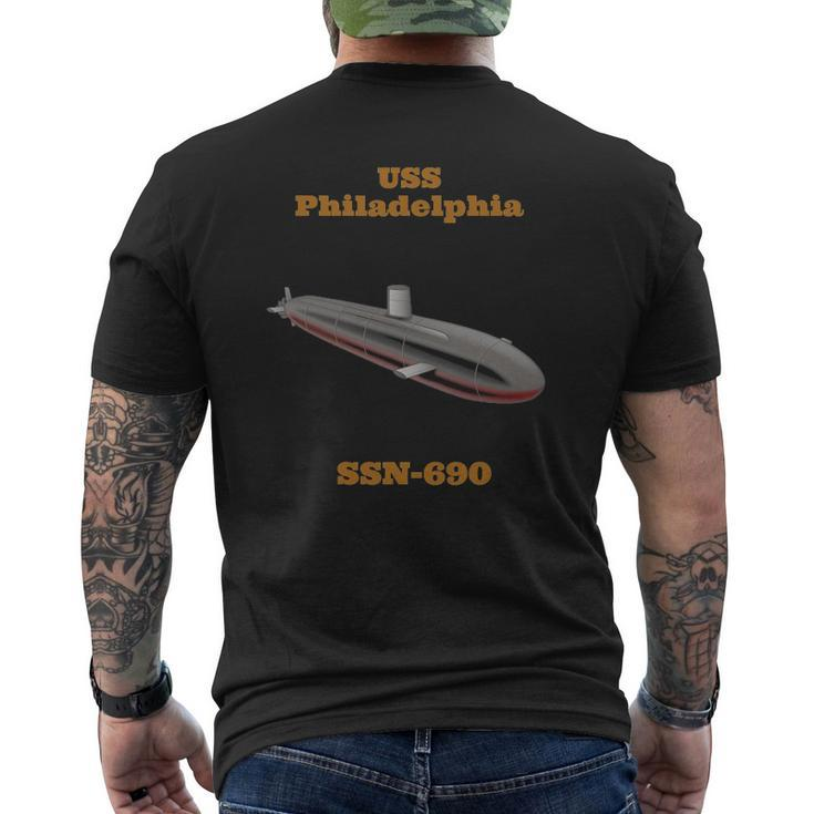 Uss Philadelphia Ssn-690 Navy Sailor Veteran Mens Back Print T-shirt