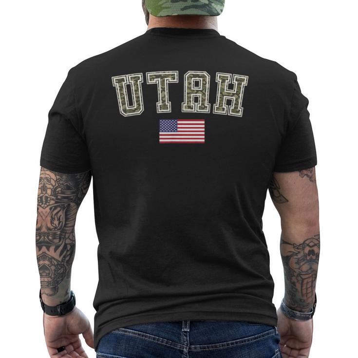 Utah Camo University College State American Flag Men's T-shirt Back Print