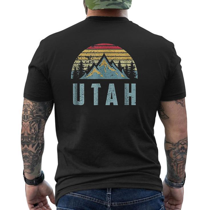 Utah Retro Vintage Mountains Mens Back Print T-shirt