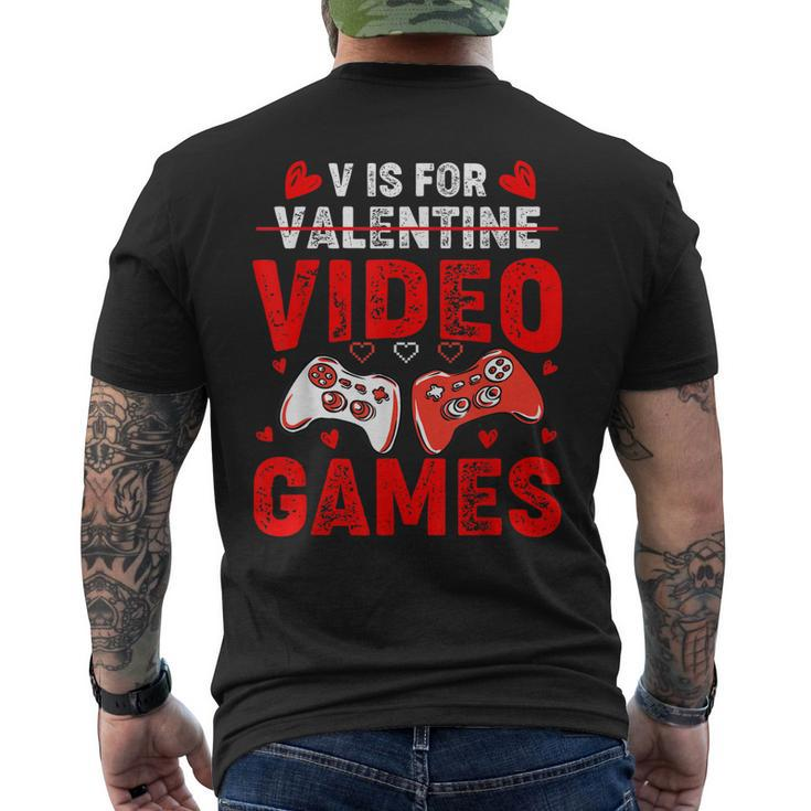 V Is For Video Games Valentines Day Gamer Boy Men  Mens Back Print T-shirt