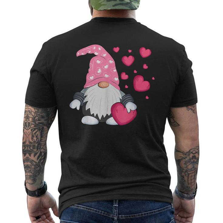 Valentine's Day Gnome Love Holding Red Heart Men's T-shirt Back Print