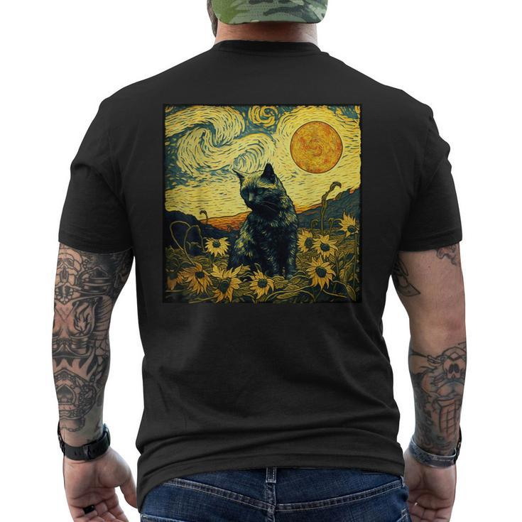 Van Gogh Cat T-Shirt mit Rückendruck