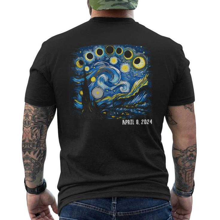 Van Gogh Starry Night Total Solar Eclipse 2024 Men's T-shirt Back Print