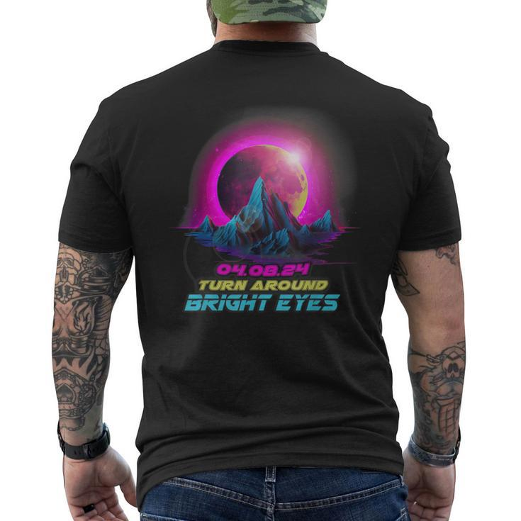 Vaporwave Total Solar Eclipse 2024 Turn Around Bright Eyes Men's T-shirt Back Print