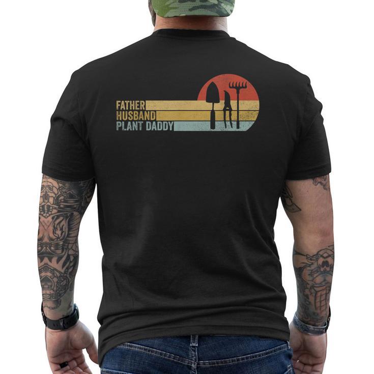 Vater Ehemann Pflanze Papa Garten Retro Sonnenuntergang Gartenarbeit T-Shirt mit Rückendruck