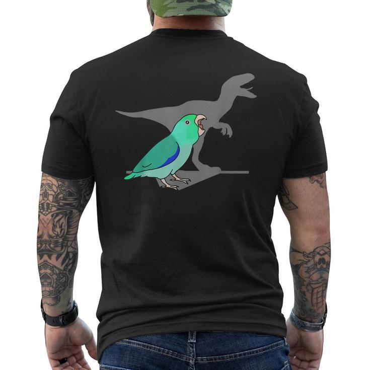 Velociraptor Turquoise Parrotlet Dinosaur Parrot Birb Memes Men's T-shirt Back Print