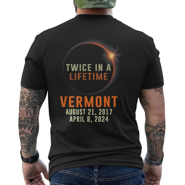 Vermont Total Solar Eclipse 2024 Twice In A Lifetime Men's T-shirt Back Print