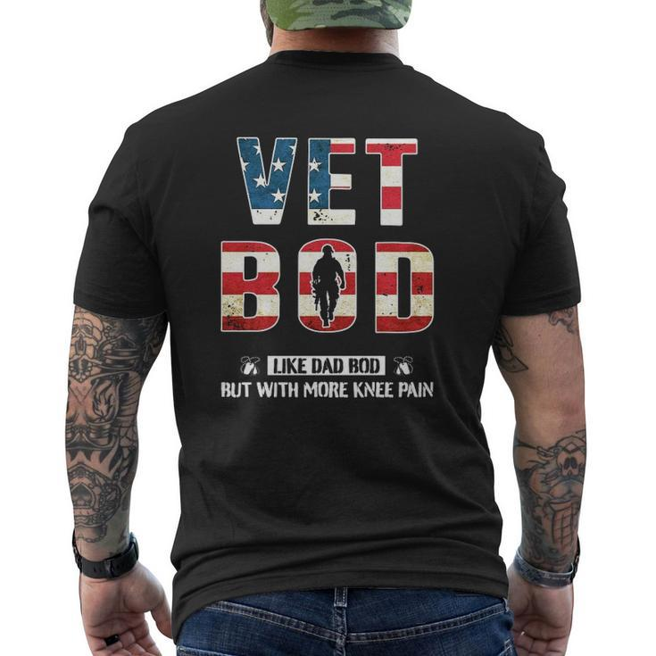 Vet Bod Like Dad Bod With More Knee Pain American Flag Mens Back Print T-shirt