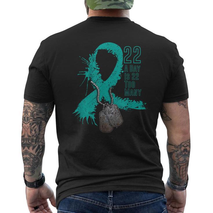 Veteran Suicide Awareness Ribbon 22 A Day Is 22 Too Many Men's T-shirt Back Print