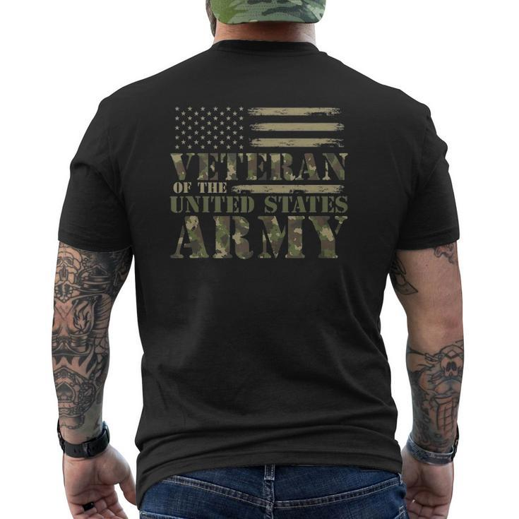 Veteran Of The United States Army Camouflage Us Flag Veteran Mens Back Print T-shirt
