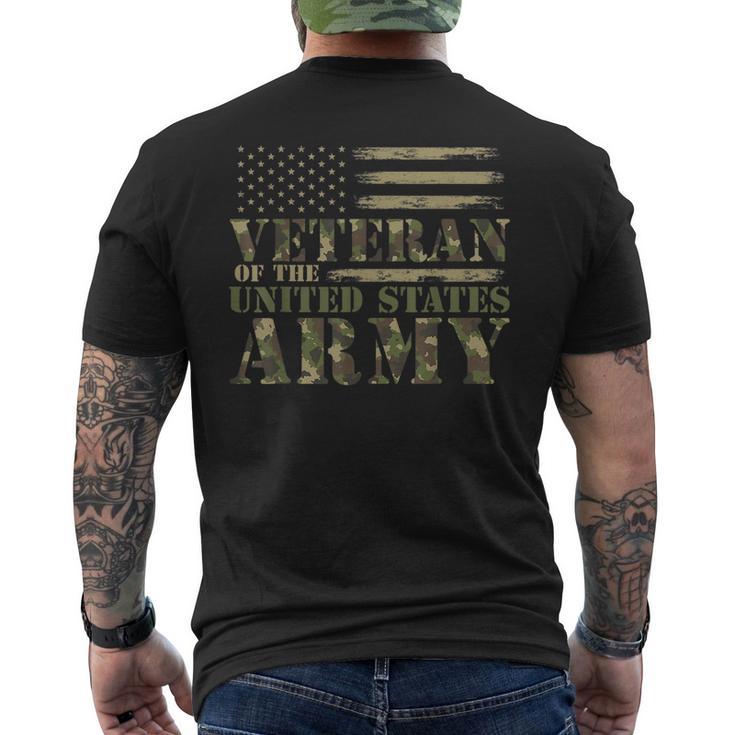 Veteran Of The United States Army Camouflage Us Flag Veteran Men's T-shirt Back Print