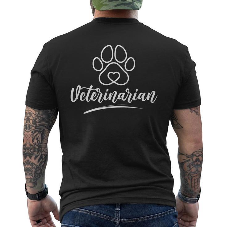 Veterinär Kurzärmliges Herren-T-Kurzärmliges Herren-T-Shirt mit Pfotenabdruck in Schwarz, Herzdesign für Tierärzte