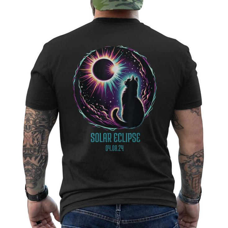 View Totality April 8 2024 Astronomy Cat Lover Solar Eclipse Men's T-shirt Back Print