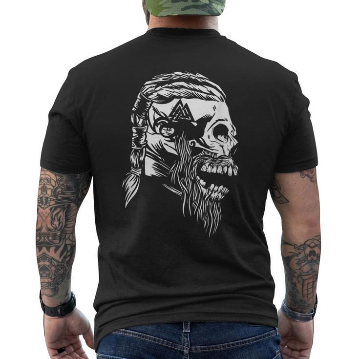 Viking Warrior Skull With Great Beard Mens Back Print T-shirt
