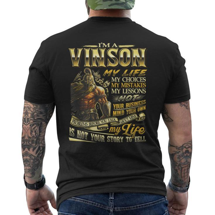 Vinson Family Name Vinson Last Name Team Men's T-shirt Back Print