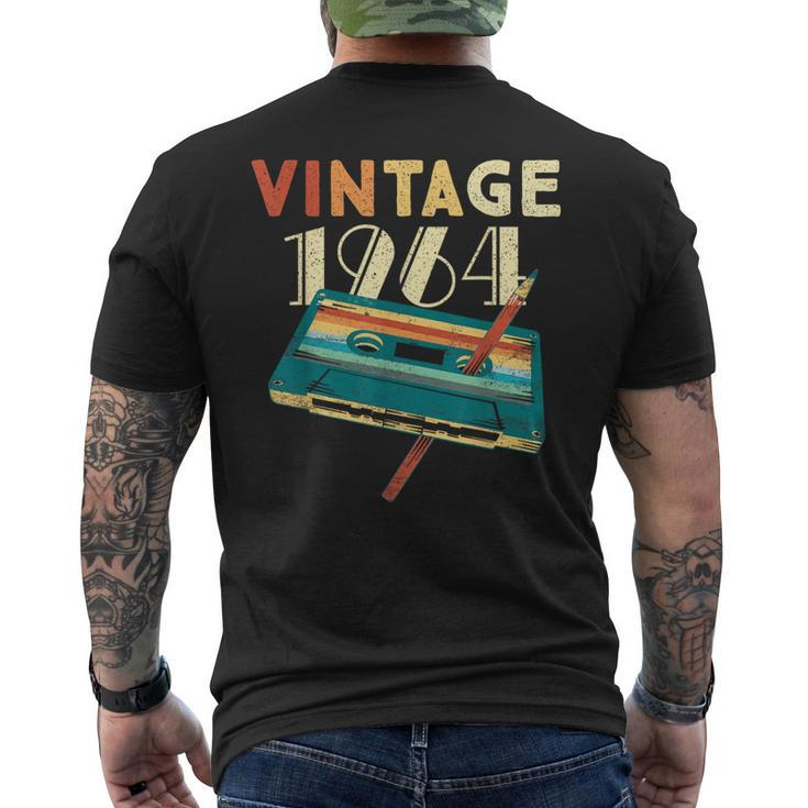 Vintage 1964 Music Cassette 60Th Birthday 60 Years Old Men's T-shirt Back Print