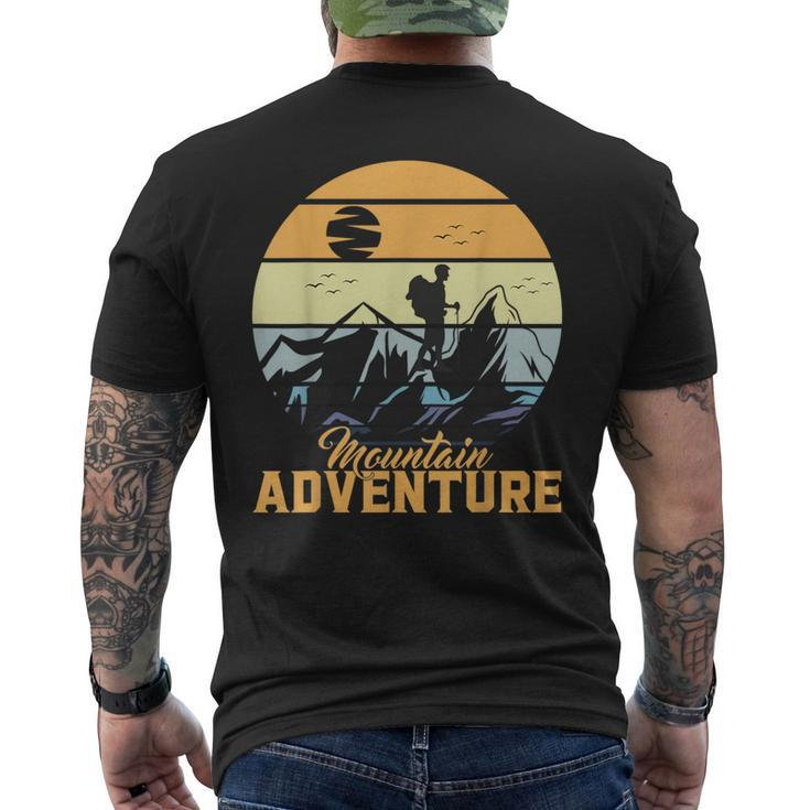 Vintage Adventure Awaits Explore The Mountains Camping Men's T-shirt Back Print