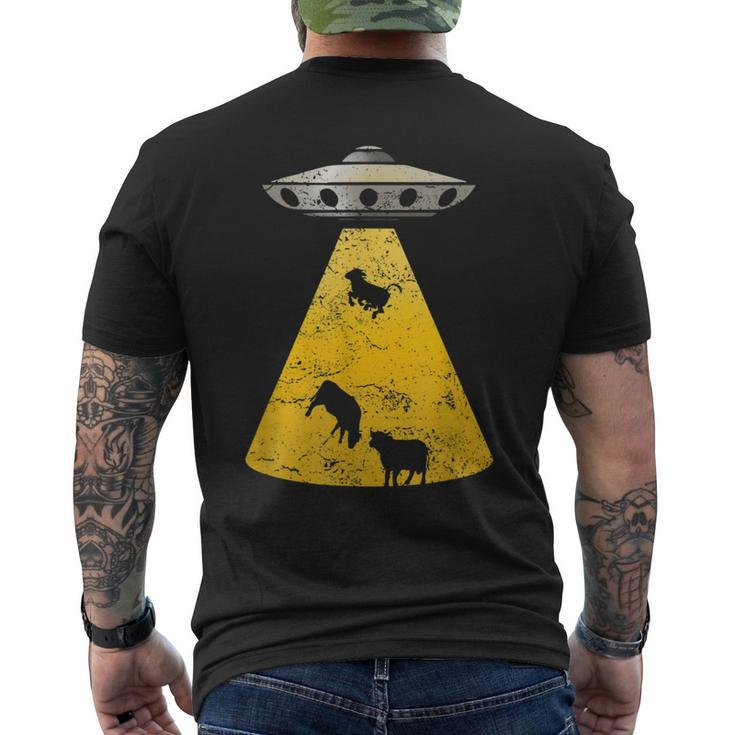 Vintage Alien Ufo Cow Abduction Roswell RetroYellow Men's T-shirt Back Print