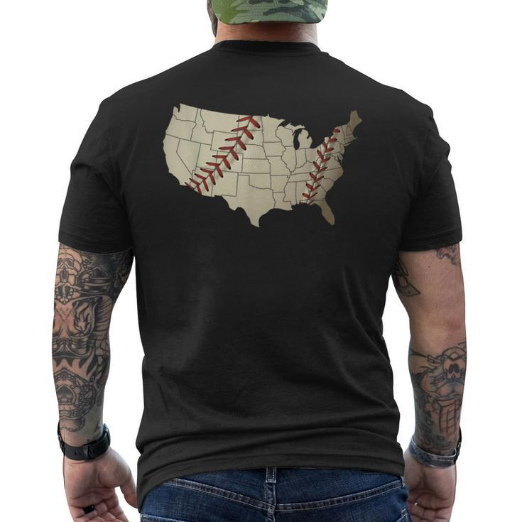 Vintage America Baseball Team Us Country Ball Map Merica Fan Men's T-shirt Back Print