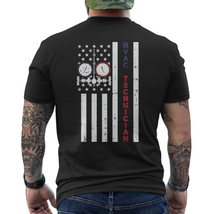 Vintage American Flag Hvac Technician Usa Hvac Tech Men's T-shirt Back Print