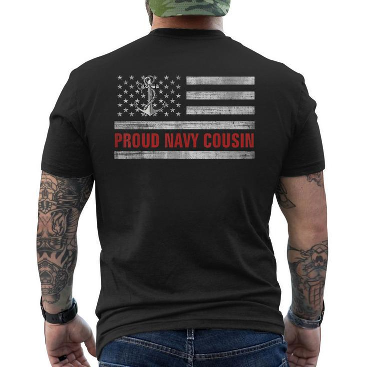Vintage American Flag Proud Navy Cousin Veteran Day Men's T-shirt Back Print