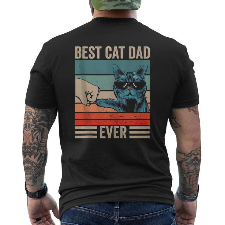 Vintage Best Cat Dad Ever Bump Fist Father's Day Tank Top Mens Back Print T-shirt