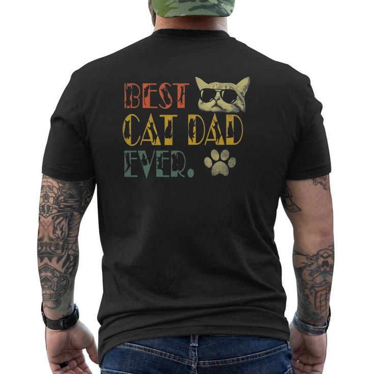 Vintage Best Cat Dad Ever Cat Daddy Mens Back Print T-shirt
