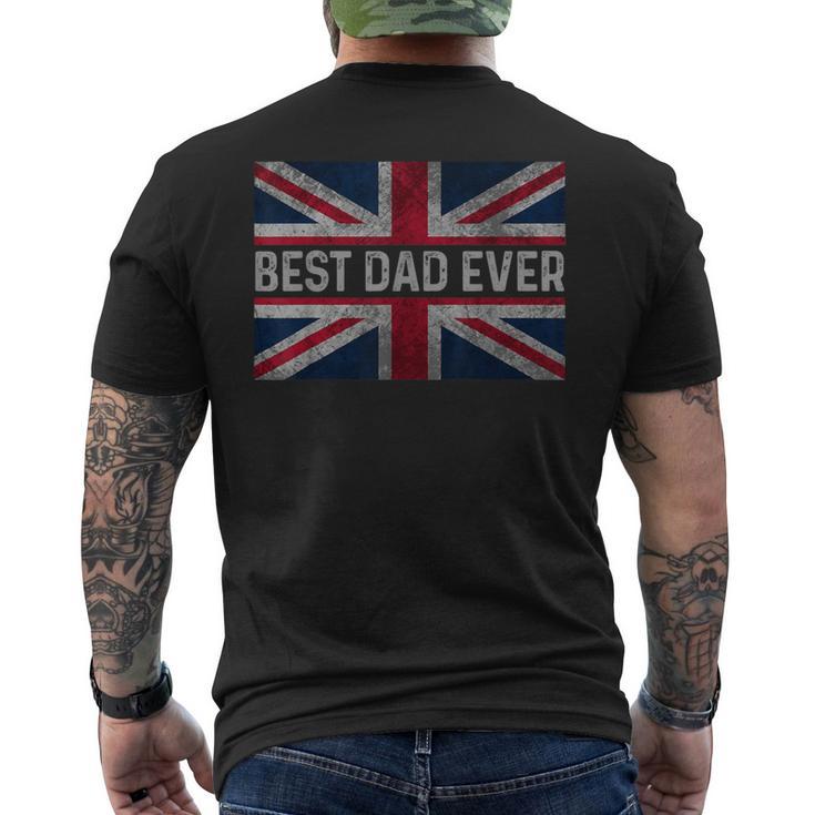 Vintage Best Dad Ever Flag England Father's Day Husband Men's T-shirt Back Print