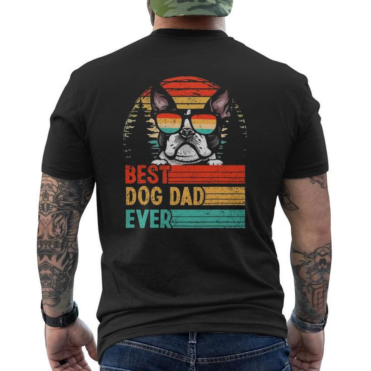 Vintage Best Dog Dad Ever Boston Terrier Dog Lover Mens Back Print T-shirt