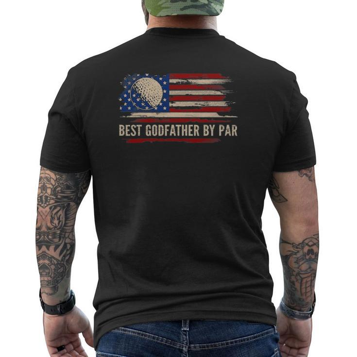 Vintage Best Godfather By Par American Flag Golfgolfer Mens Back Print T-shirt