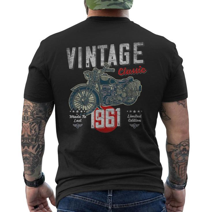 Vintage Born 1961 60Th Birthday Classic Retro Motorcycle Men's T-shirt Back Print