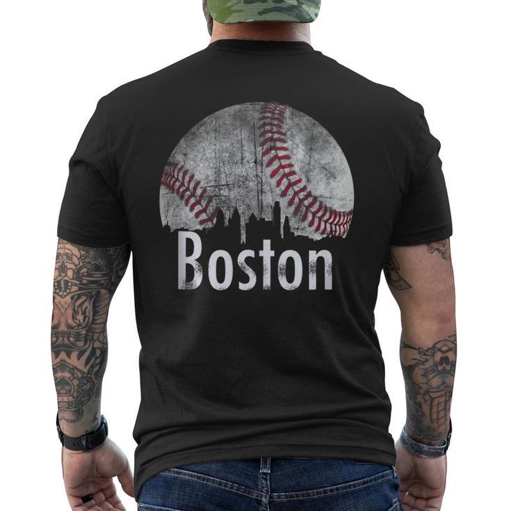 Vintage Boston Baseball Downtown Skyline Classic City Men's T-shirt Back Print