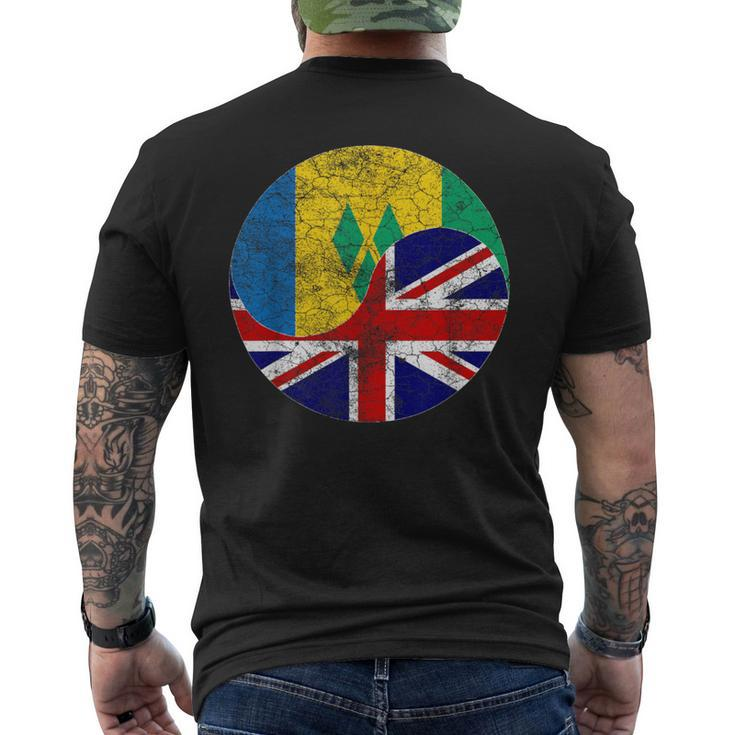 Vintage British & St Vincent And The Grenadines Flags Men's T-shirt Back Print