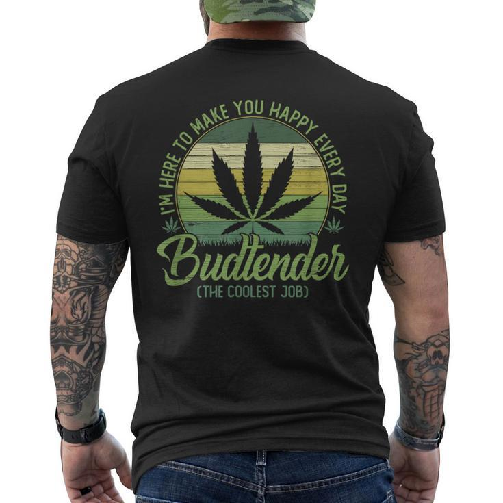 Vintage Budtender Coolest Job Marijuana Weed Supporters Men's T-shirt Back Print