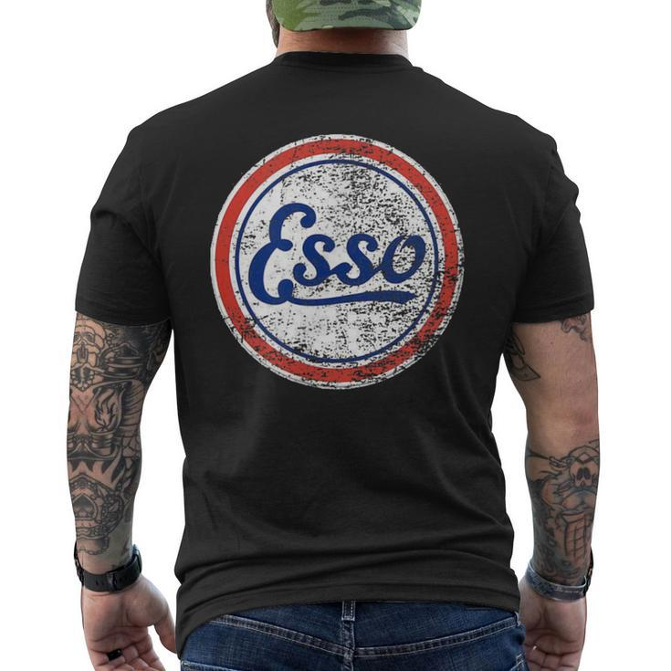 Vintage Car Esso Gas Station And Womens Men's T-shirt Back Print