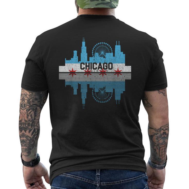 Vintage Chicago Illinois Flag Skyline Women Men's T-shirt Back Print