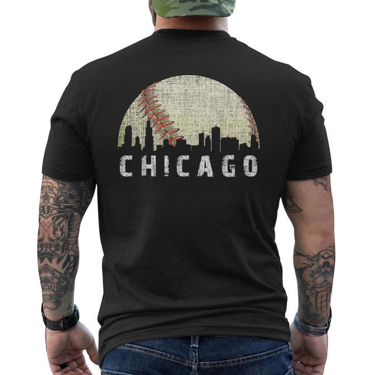 Vintage Chicago Skyline City Baseball Met At Gameday Men's T-shirt Back Print