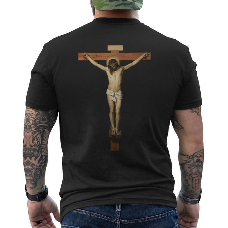 Vintage Christ On The Cross Transparent Jesus Death Savior Men's T-shirt Back Print